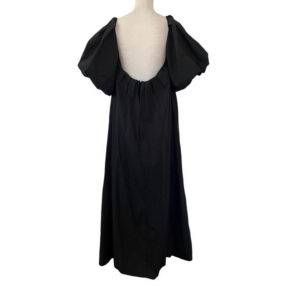Banana Republic Puff Sleeve Maxi Dress Size 14 Black Low Back Wedding Event NWT - Picture 2 of 9
